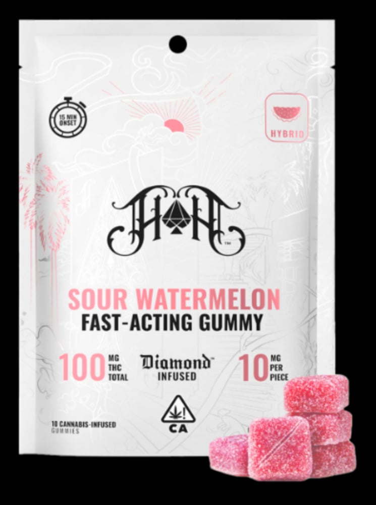 Sour Watermelon | Hybrid - Fast-Acting Gummies - 100mg THC Sour Watermelon | Hybrid - Fast-Acting Gummies - 100mg THC