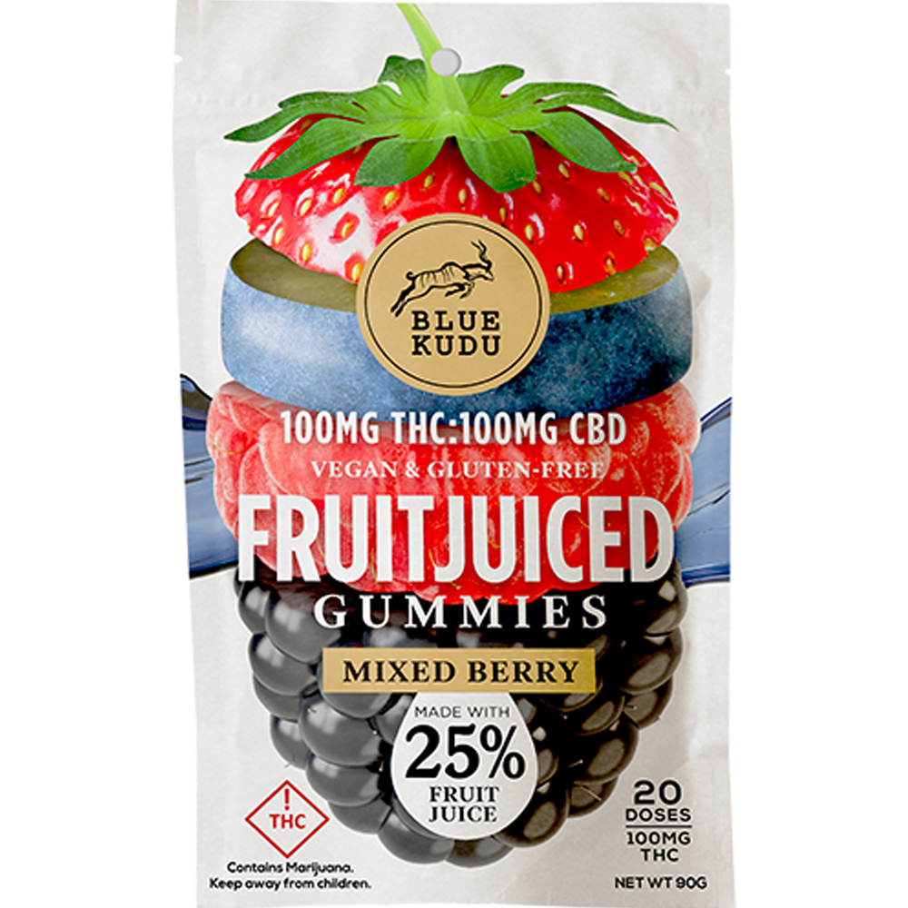 11 Mixed Berry [20pk] (100mg CBD/100mg THC) BlueKudu FruitJuiced