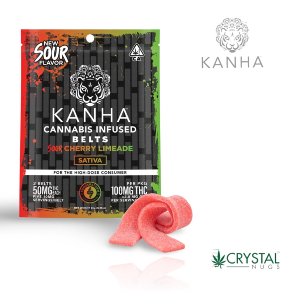 Sour Cherry Limeade - Sativa [2pk] (100mg) | KANHA | Gummy Belts