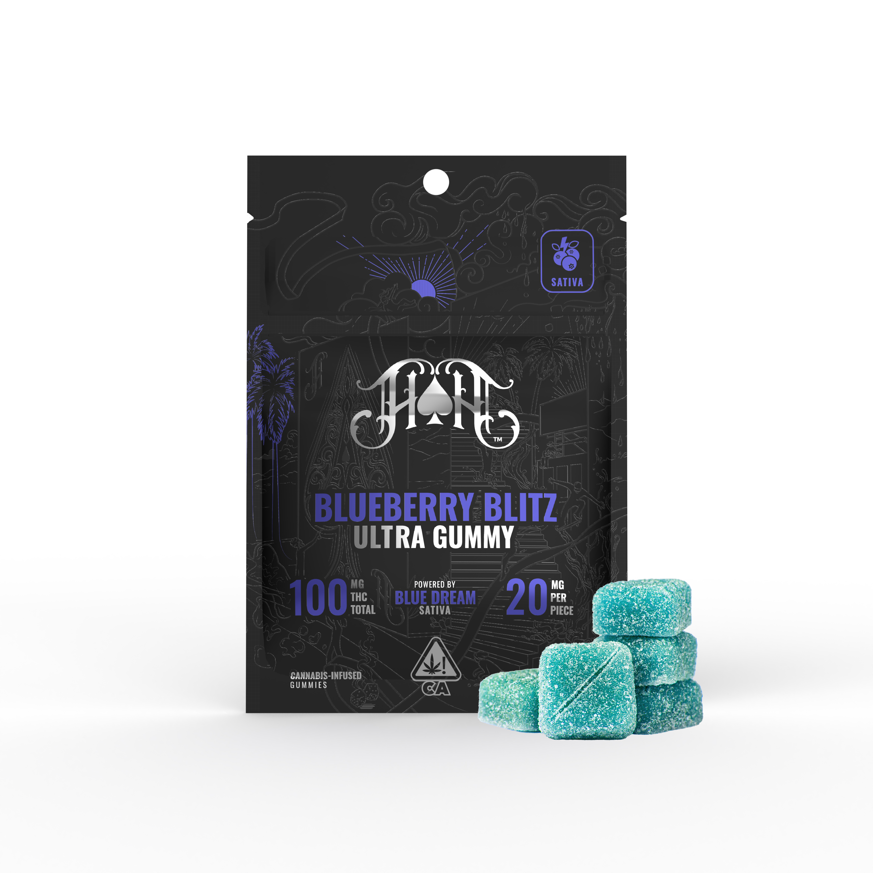 Blueberry Blitz | Sativa - Ultra Pure Gummies - 100mg THC