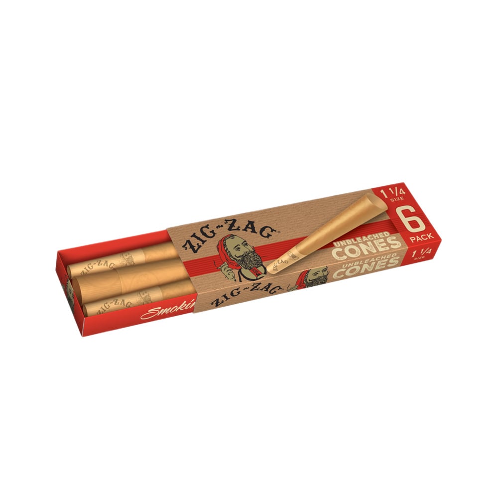 Zig-Zag Unbleached Ultra Thin Cones - 1 1/4 [6pk]