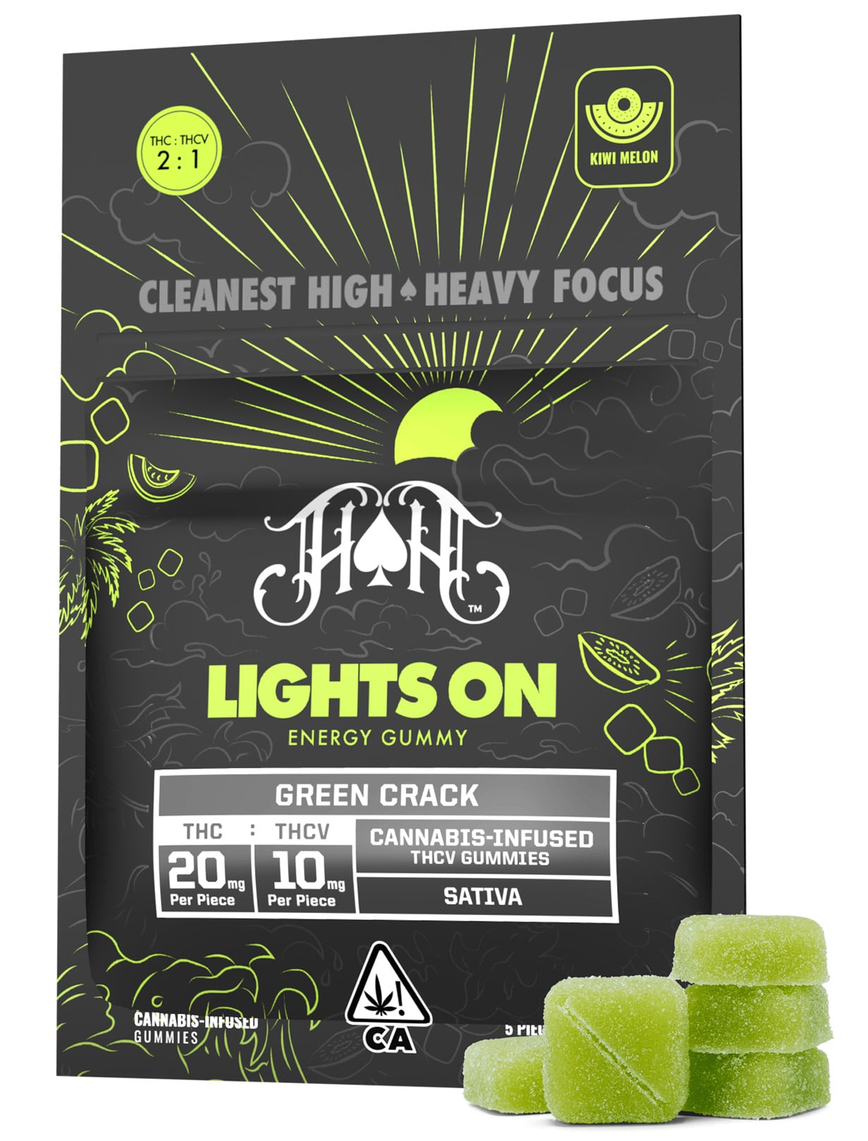 Green Crack Lights On Energy Gummies | 100mg THC - 50mg THCV