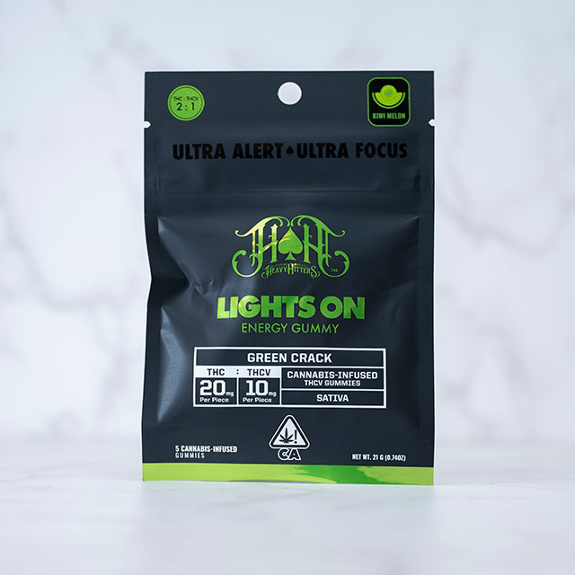 HEAVY HITTERS - GREEN CRACK - 2:1 THC:THCV ENERGY GUMMY - SATIVA - (5PK) - [100MG]