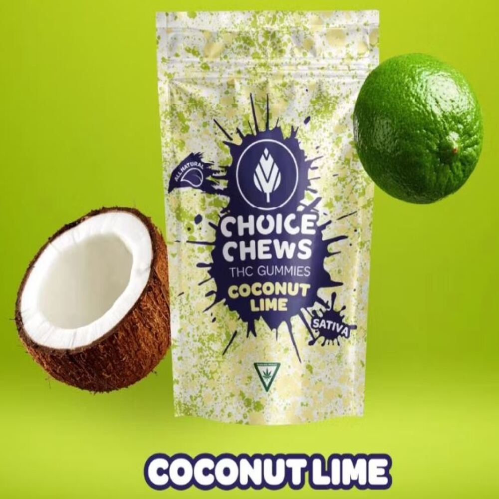 Choice Chews - Coconut Lime Sativa Gummies (100mg 20pk) product photo