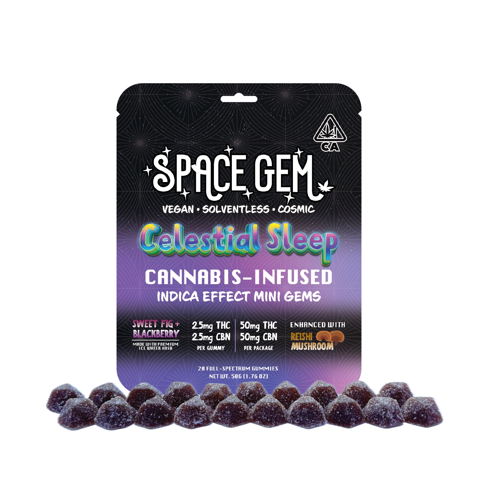 Mini Gems - Celestial Sleep - Indica - Sweet Fig Blackberry -20pk 50mg CBN
