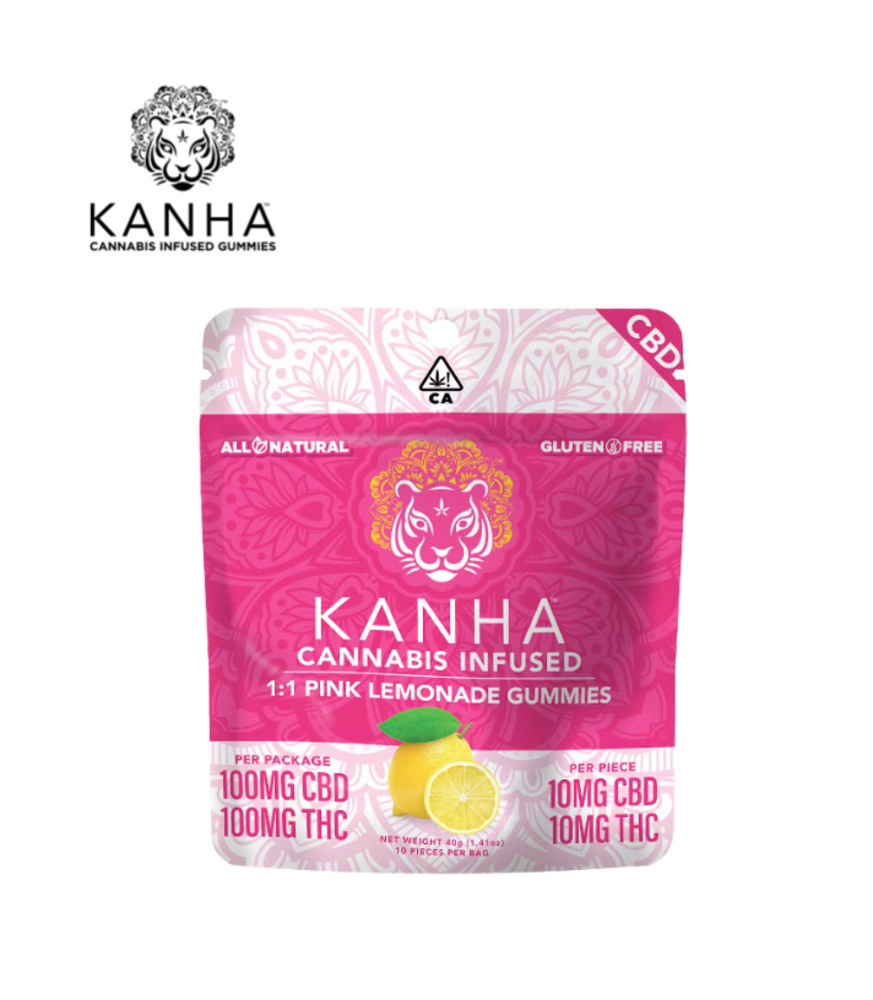 1:1 PINK LEMONADE CBD:THC 100MG 10 PACK GUMMIES