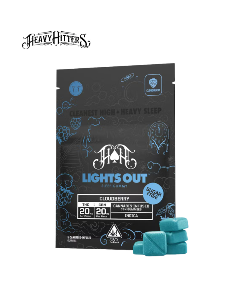 CLOUDBERRY 1:1 THC:CBN 100MG 5 PACK LIGHTS OUT SUGAR FREE GUMMIES
