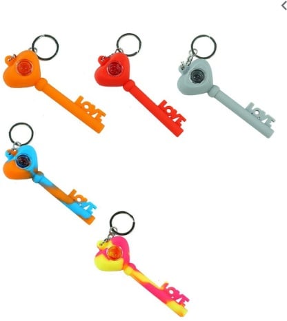 Silicone Love Heart Key Chain Pipe (colors vary)