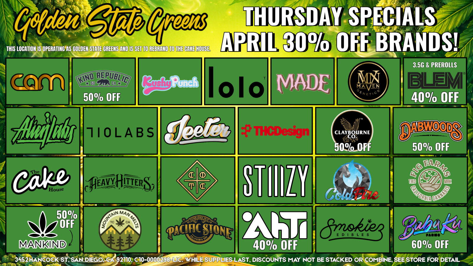 THURSDAY - 30% OFF SELECT BRANDS special