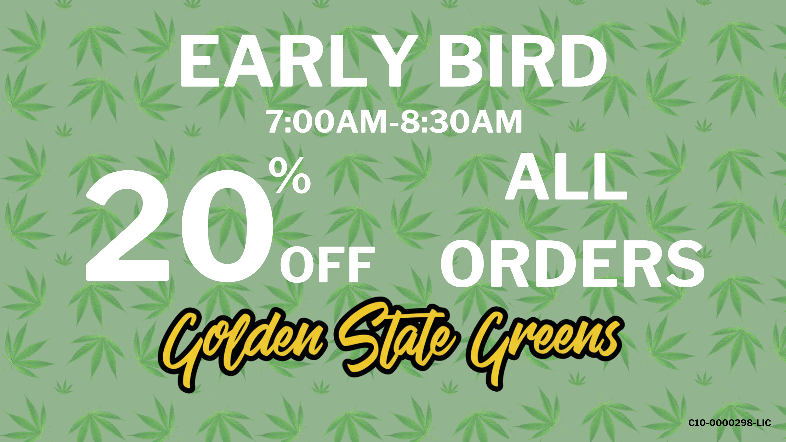EARLY BIRD - 20% OFF  special