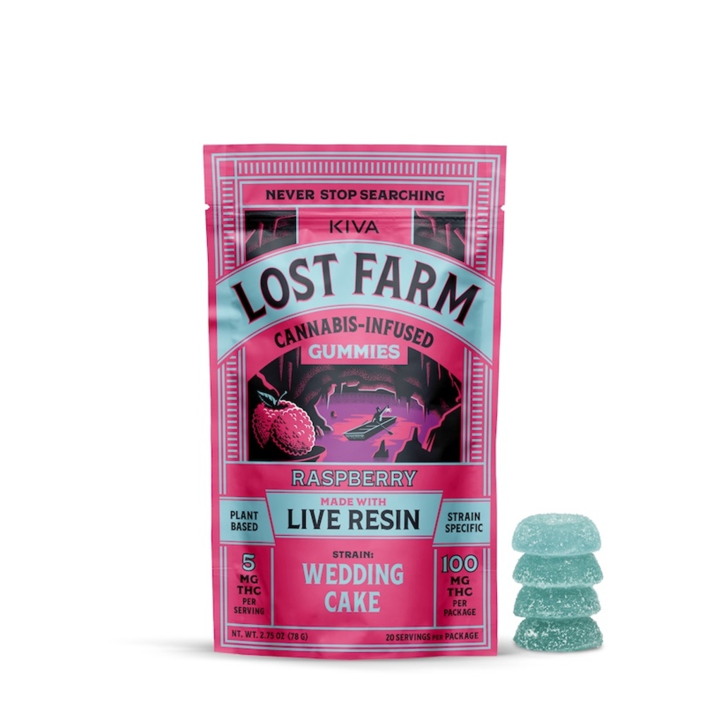KIVA Lost Farm - Wedding Cake x Raspberry Live Resin Gummies (100mg 10pk)