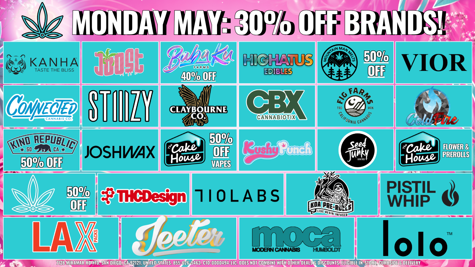 MAY MONDAY - 30% OFF SELECT BRANDS special