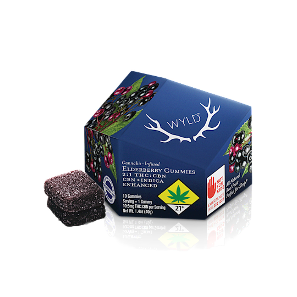 Elderberry 2:1 CBN + Indica Enhanced Gummies | 100mg THC:50mg CBN