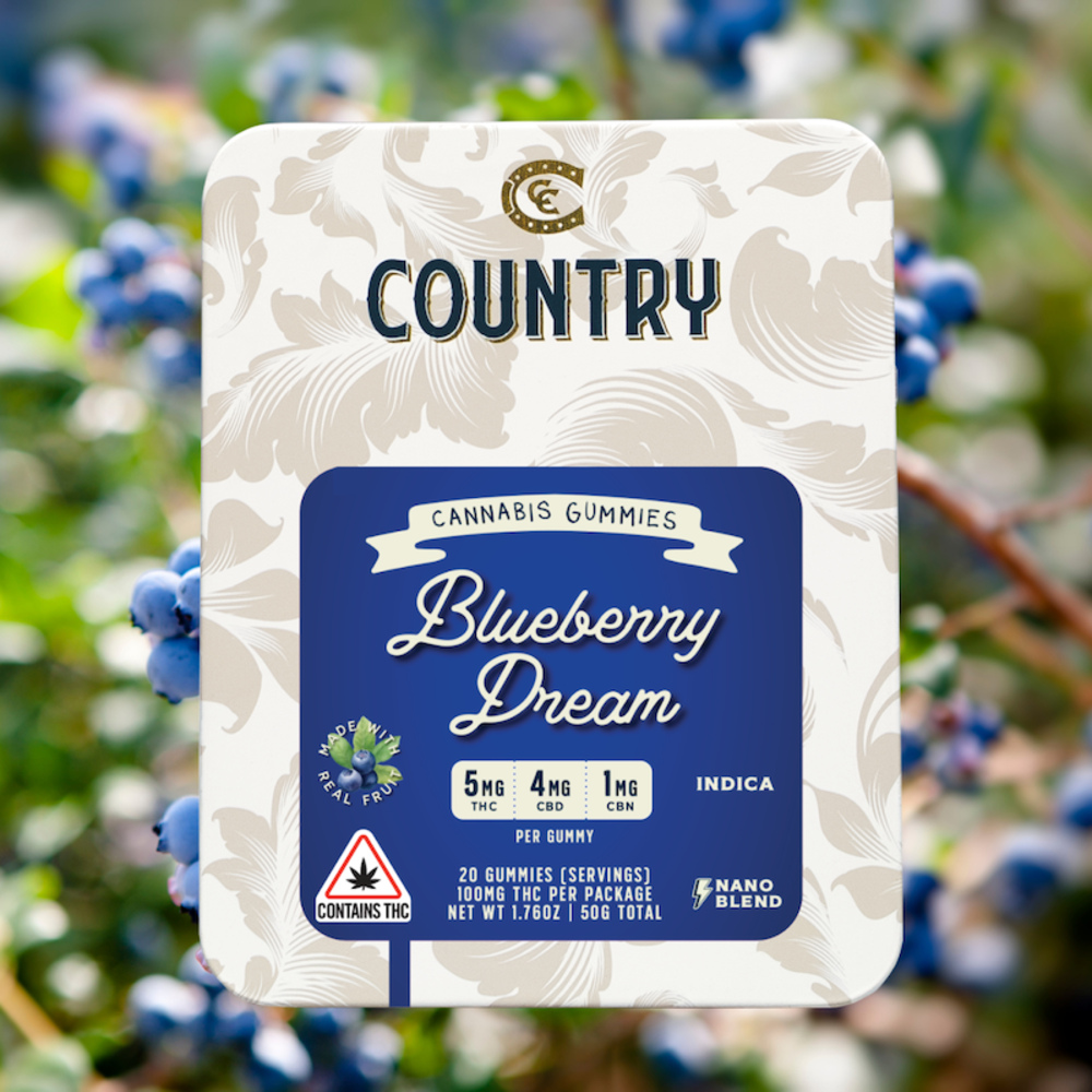 Country - Blueberry Dream Fast-Acting Indica Gummies (100mg 20pk) Country - Blueberry Dream Fast-Acting Indica Gummies (100mg 20pk)