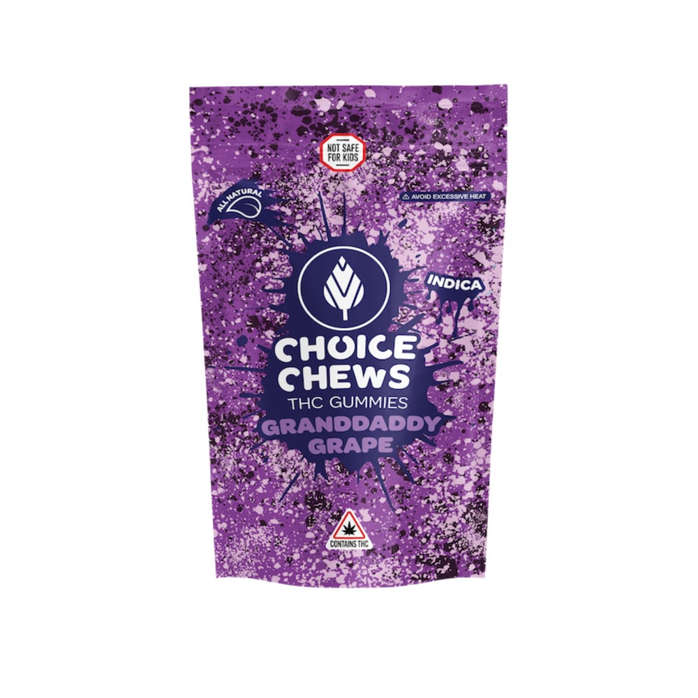 Choice Chews - Grandaddy Grape Indica Gummies (100mg 20pk)