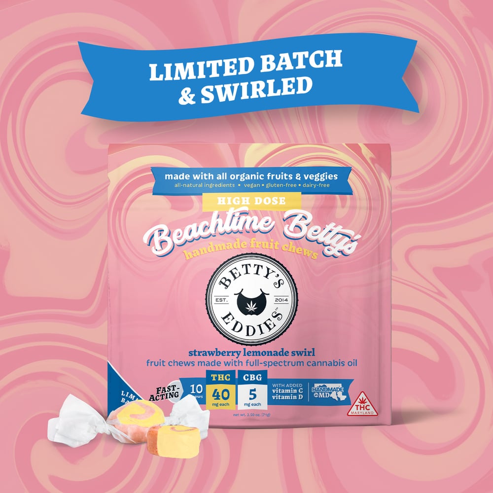 Beachtime Betty's - Strawberry Lemonade Swirl- Extra Strength [10pk] (400mg THC/50mg CBG)